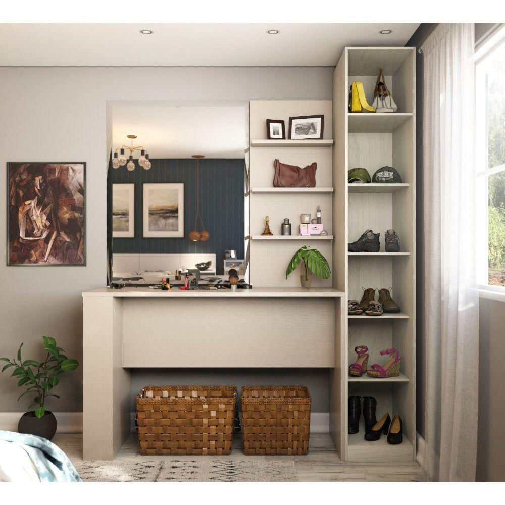 Guarda Roupa Com E Bancada Com Painel Crema Com Connect