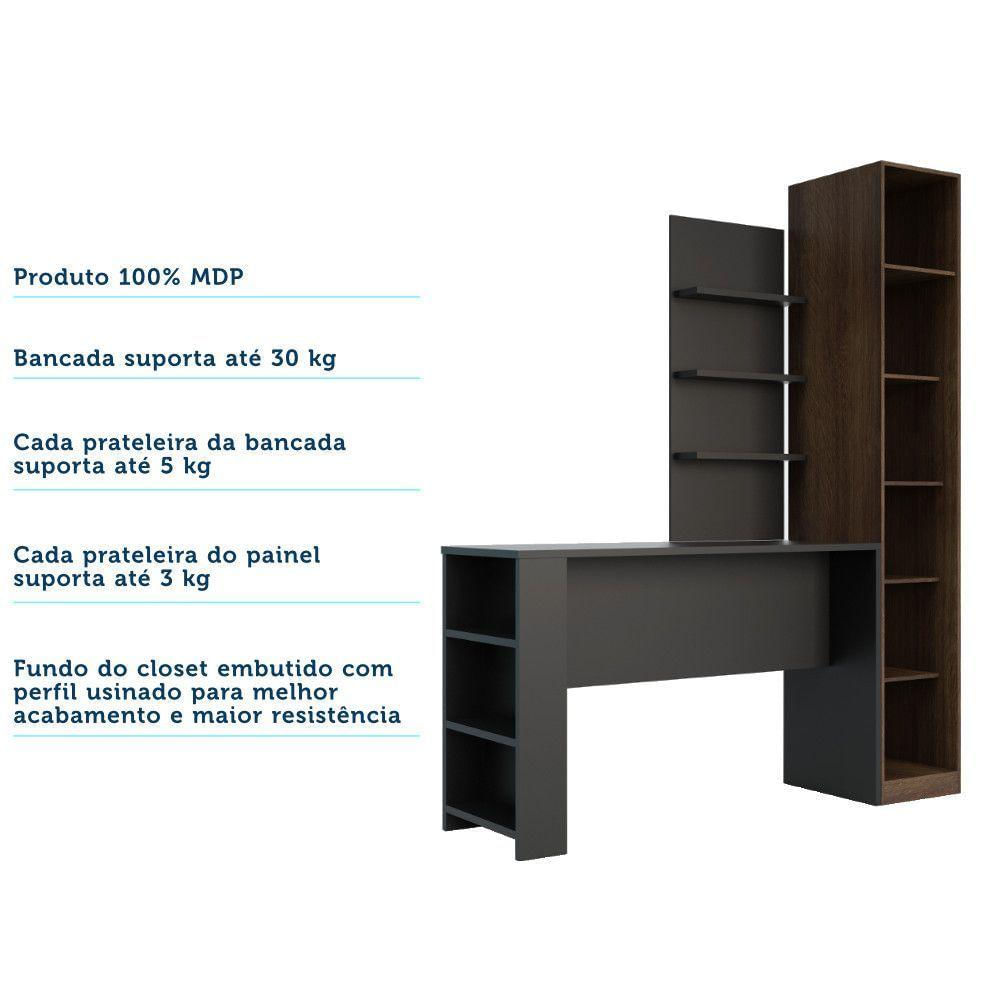 Guarda Roupa Com E Bancada Com Painel Dourado Com Preto Txt