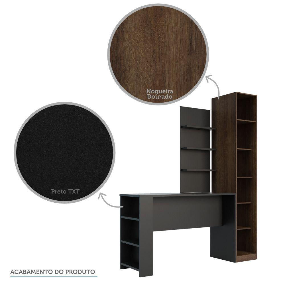 Guarda Roupa Com E Bancada Com Painel Dourado Com Preto Txt