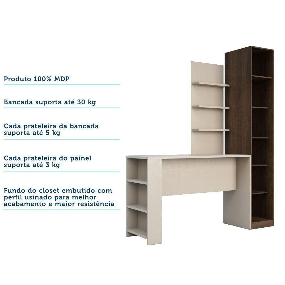 Guarda Roupa Com E Bancada Com Painel Dourado Com Connect