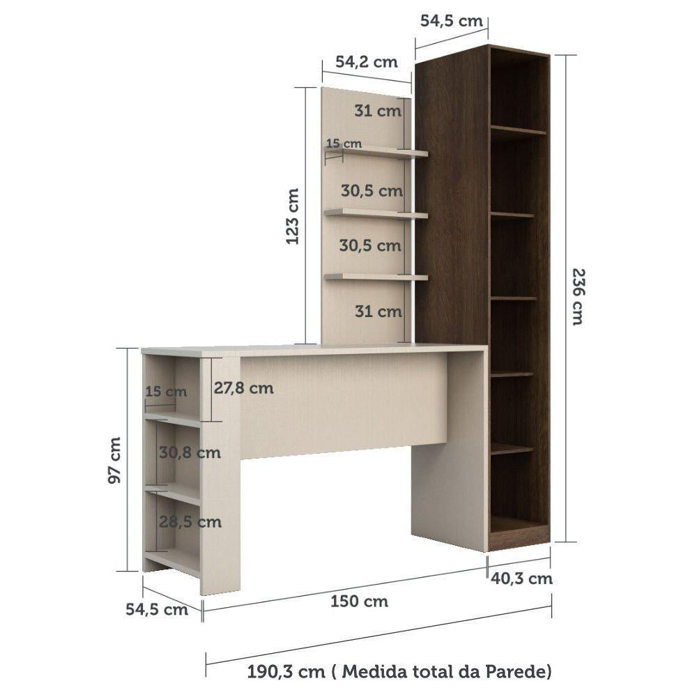 Guarda Roupa Com E Bancada Com Painel Dourado Com Connect