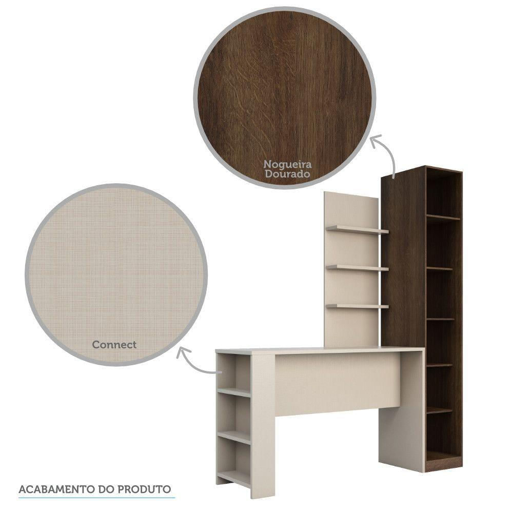Guarda Roupa Com E Bancada Com Painel Dourado Com Connect