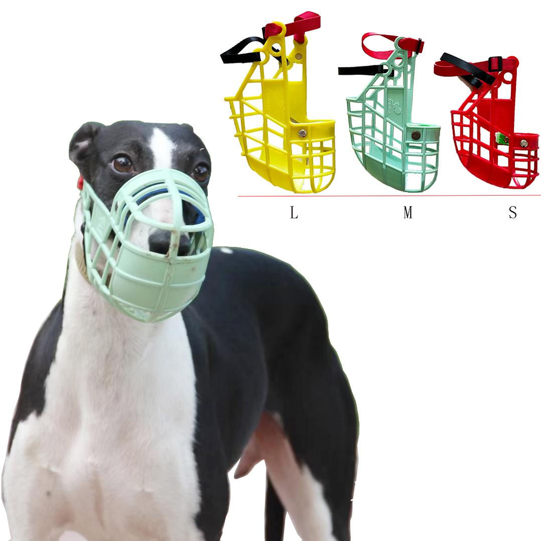 Muzzle Ajustável para Cão Máscara Plástica Anti-Latido para Greyhound e Whippet M / preto