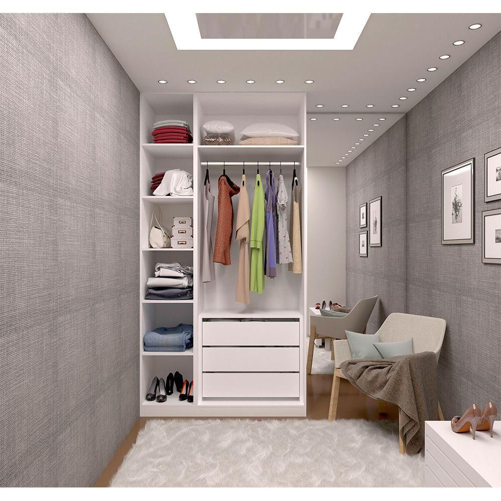 Guarda Roupa 2 Peças, 3 Gavetas, 1 Cabideiro Branco Branco