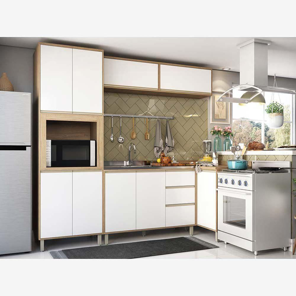 Cozinha 5 Pçs C/Armário Balcões Mel Vanilla C/Branco