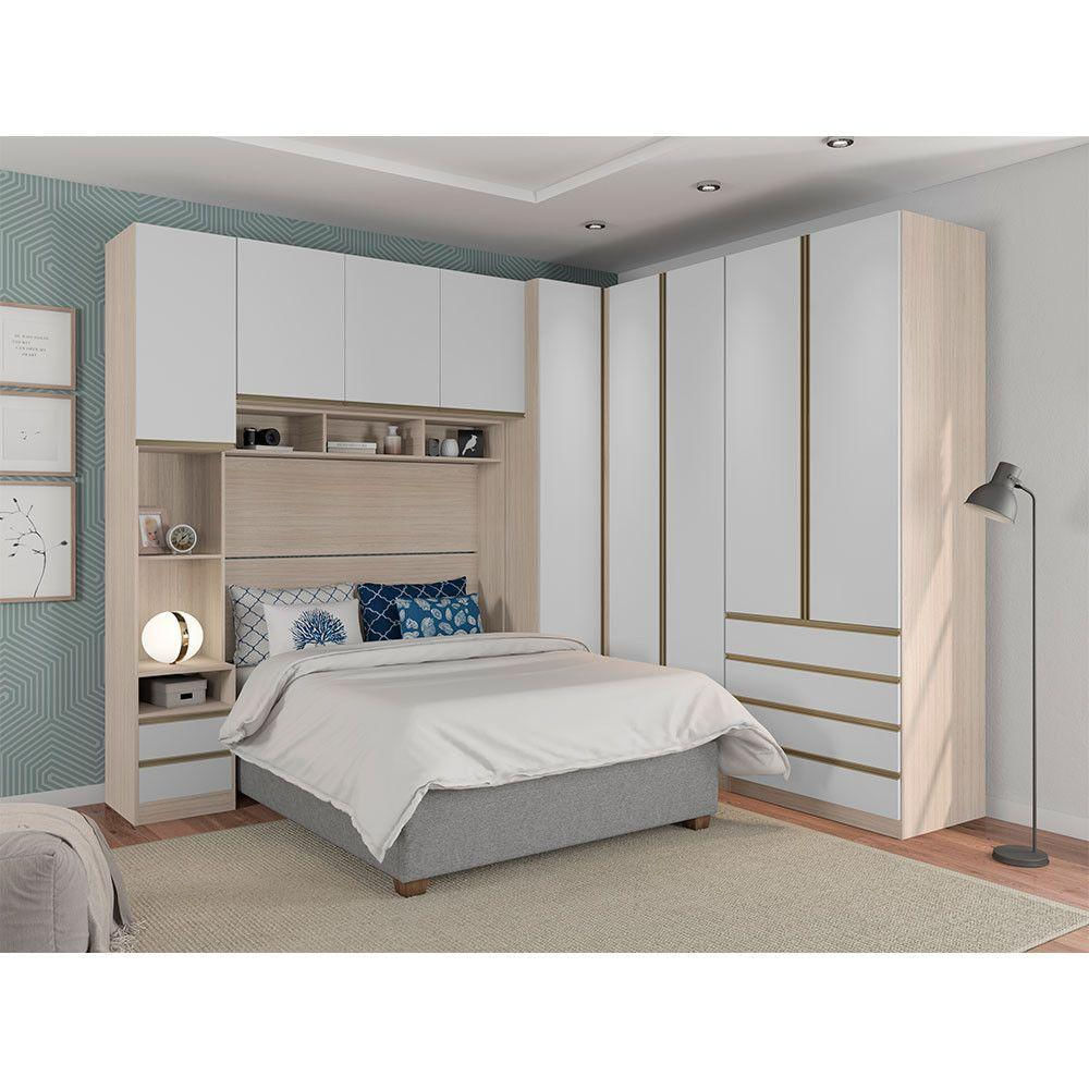 Guarda Roupa 9 Portas E 6 Gavetas Legno Crema Com Branco