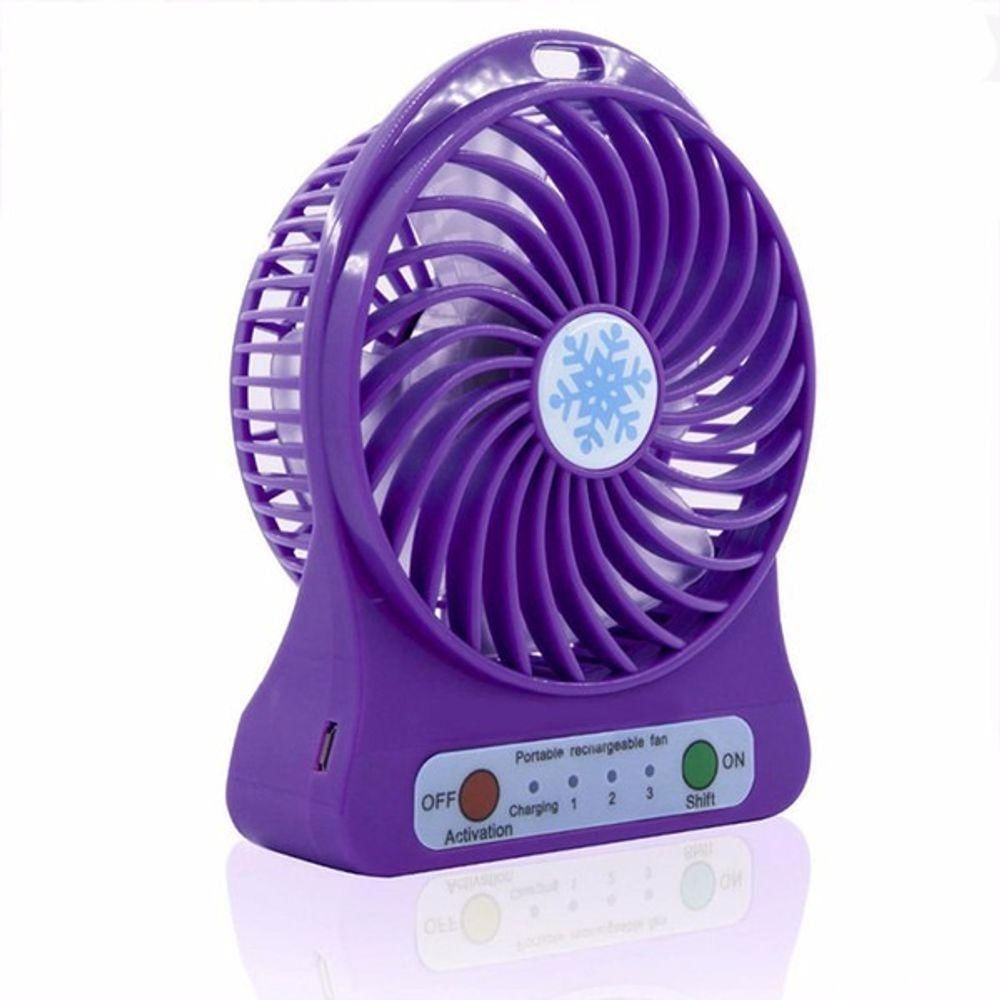 Mini Ventilador Portátil Mesa Usb Com 3 Velocidades Potente Roxo Bivolt