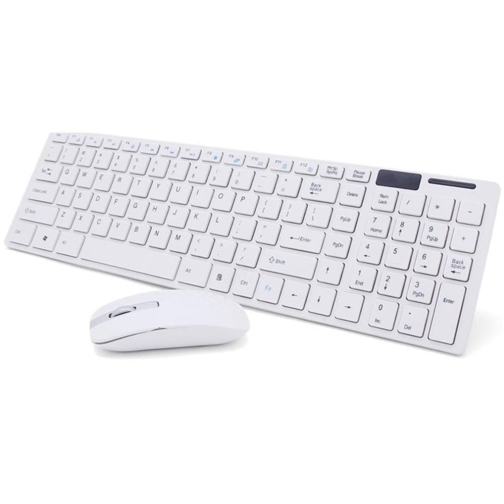 Kit Teclado e Mouse Sem Fio Wifi Usb 1600dpi 2.4ghz Branco