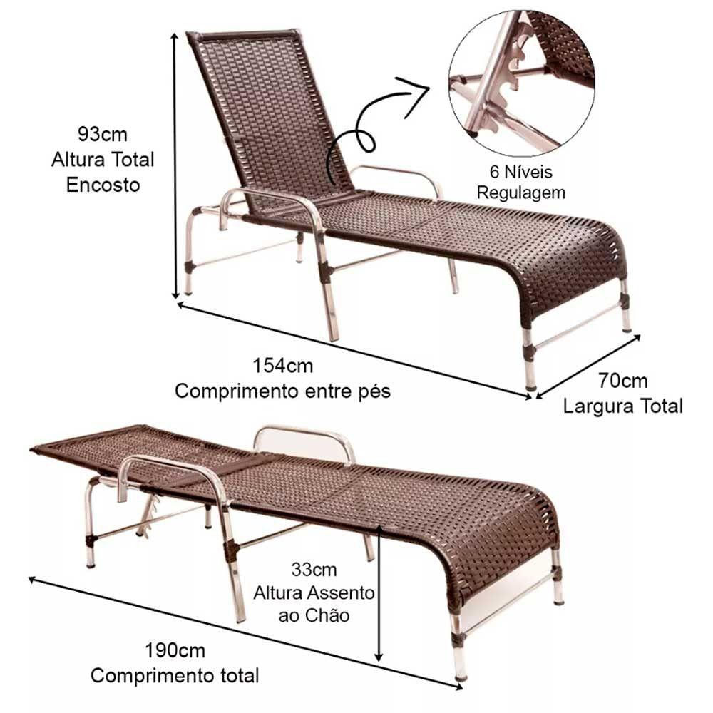 Kit 2 Espreguiçadeiras Catar Em Alumínio Trama Original Tabaco