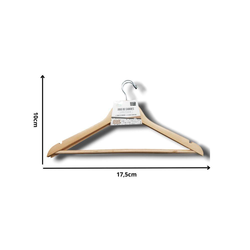 Kit 10un.cabide De Madeira C.2 Peças Cromado