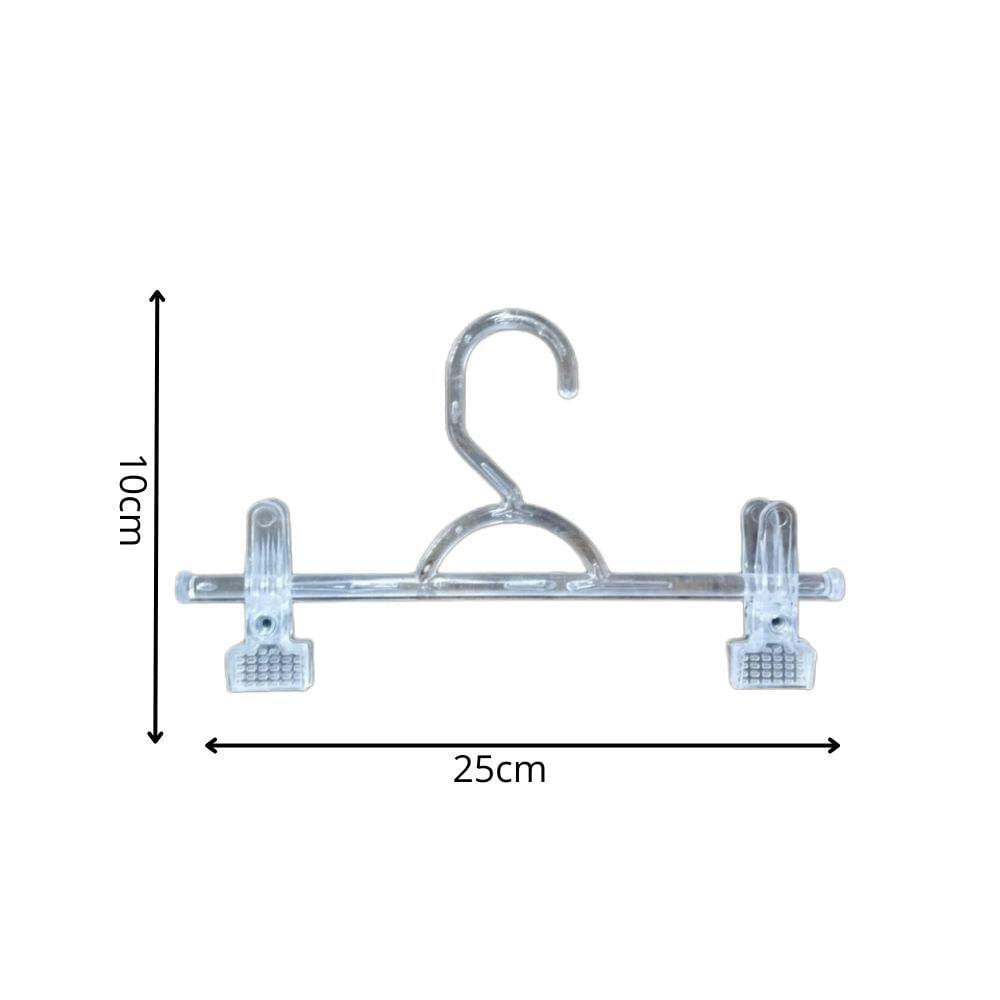 Kit 200un. Cabide Saia Infantil Fixo C- Presilha G Em Ps Cristal