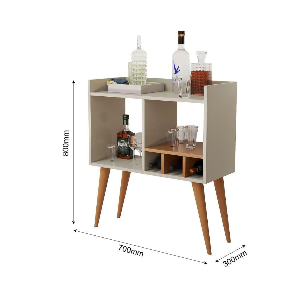 Aparador Moderno Para Salas Adega Porta Vinhos Taças Mini Bar Off White