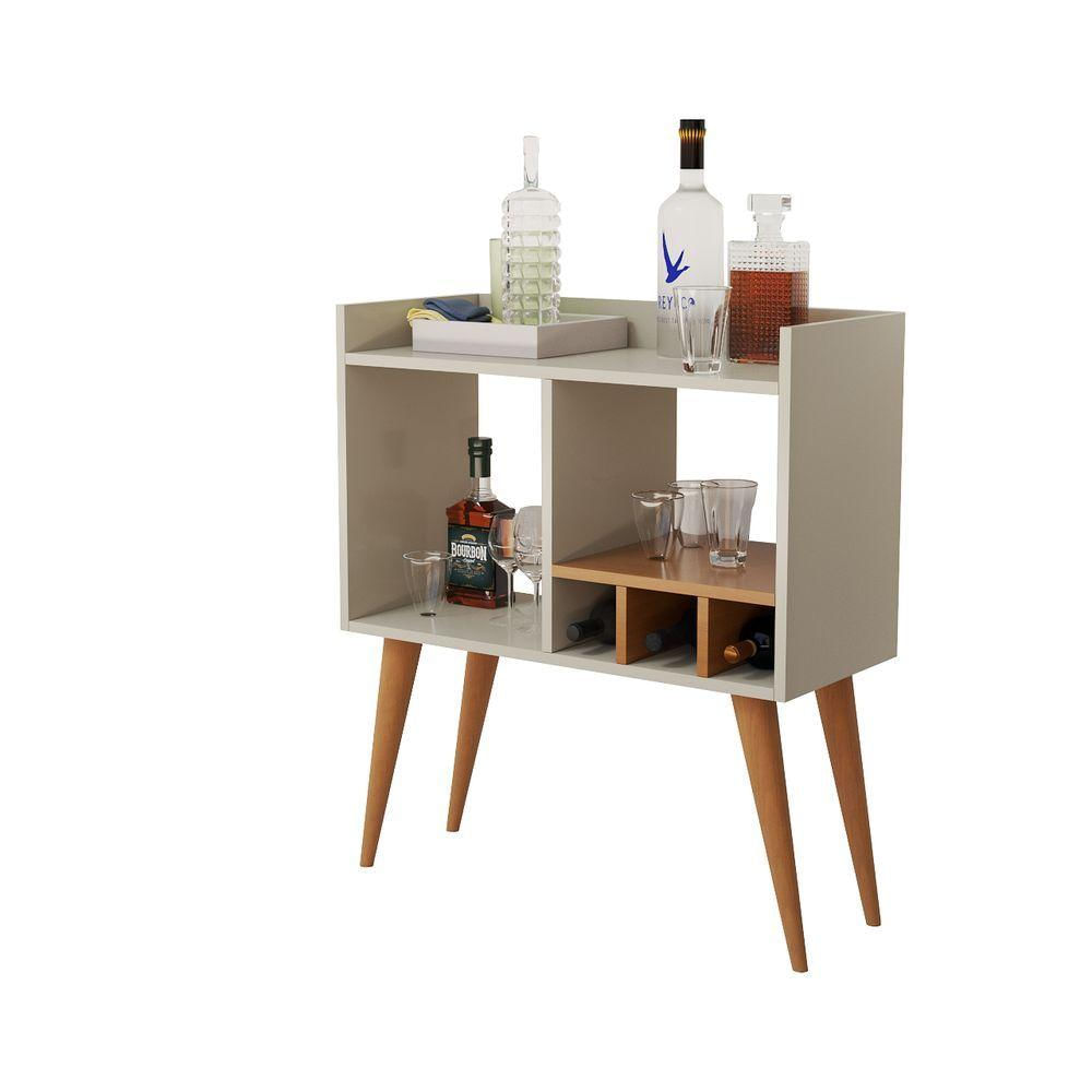 Aparador Moderno Para Salas Adega Porta Vinhos Taças Mini Bar Off White