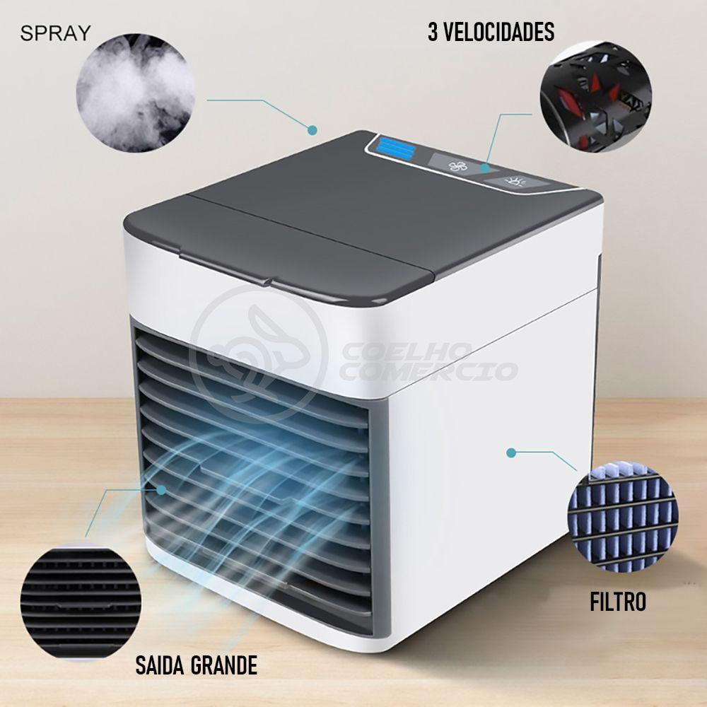 Ar Condicionado Portátil Arctic Air Cooler Umidificador Climatizador Luz Led 7 Cores Rgb
