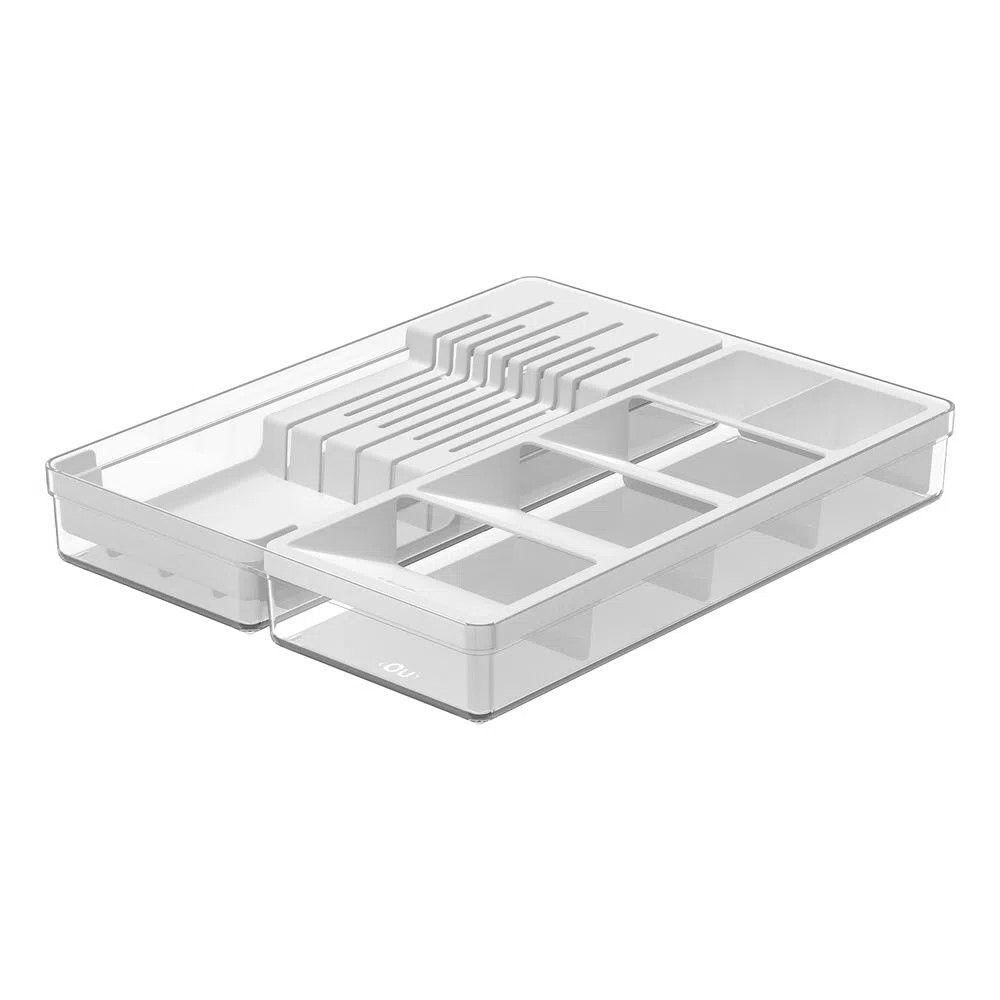 Organizador Facas Talheres Clear 37,5 X 30 X 5,6 Cm Branco