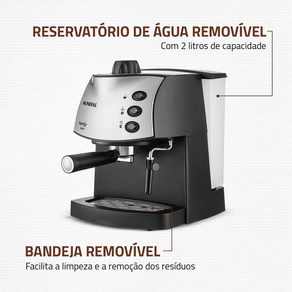 Máquina de Café Expresso Mondial C-08 Preto/Inox 127V 110V