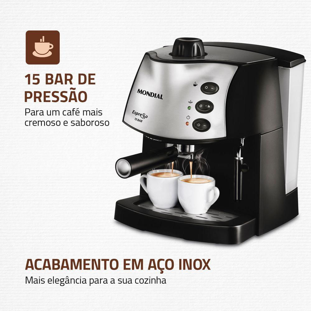 Máquina de Café Expresso Mondial C-08 Preto/Inox 127V 110V