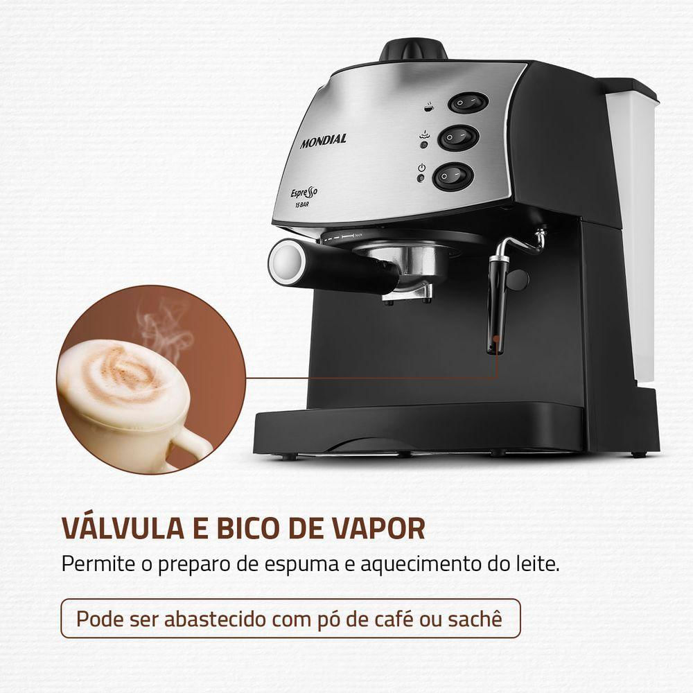 Máquina de Café Expresso Mondial C-08 Preto/Inox 127V 110V