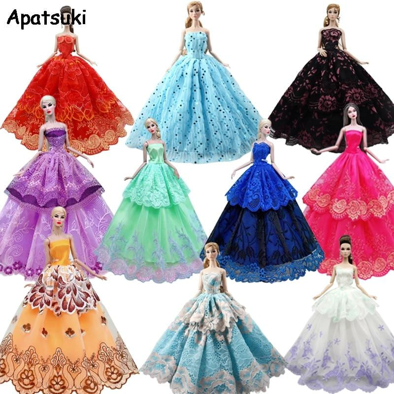 Vestido de Casamento Colorido de Renda para Boneca Barbie