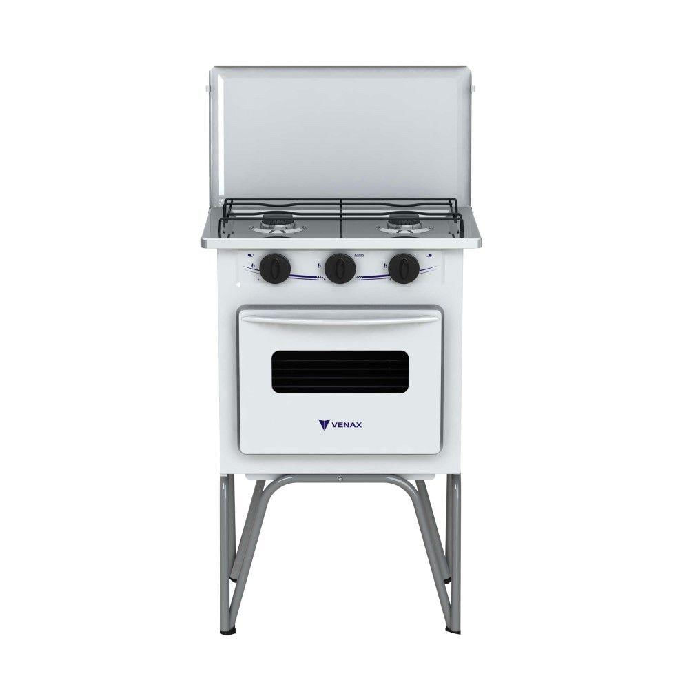 Fogão 2 Bocas Gemini Com Tampa De Metal Branco Gás Glp Venax