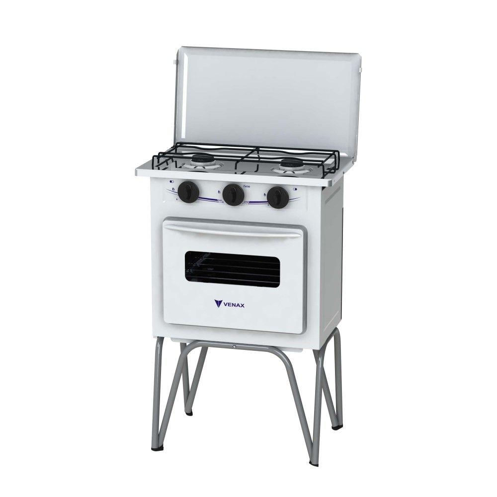 Fogão 2 Bocas Gemini Com Tampa De Metal Branco Gás Glp Venax