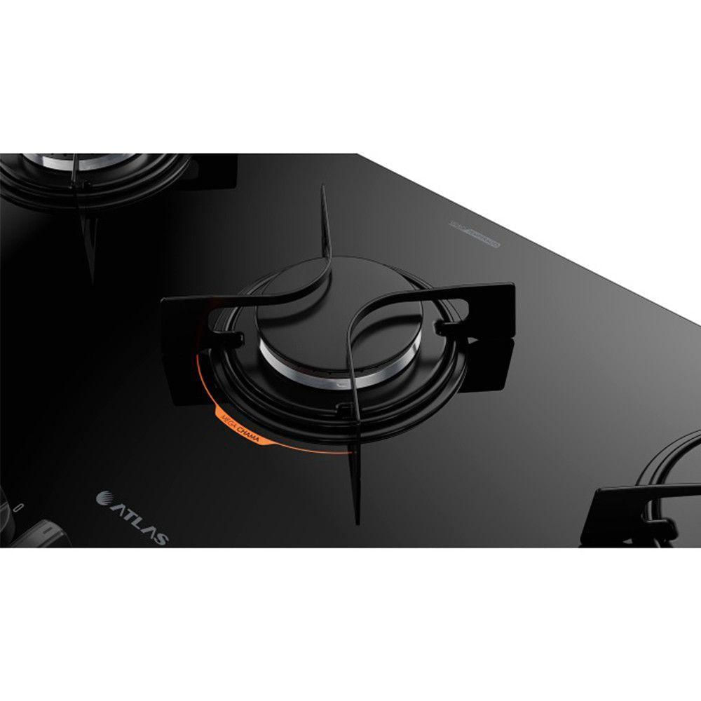 Cooktop 5B Preto Com Mesa De Vidro Atlas U Top Preto Bivolt