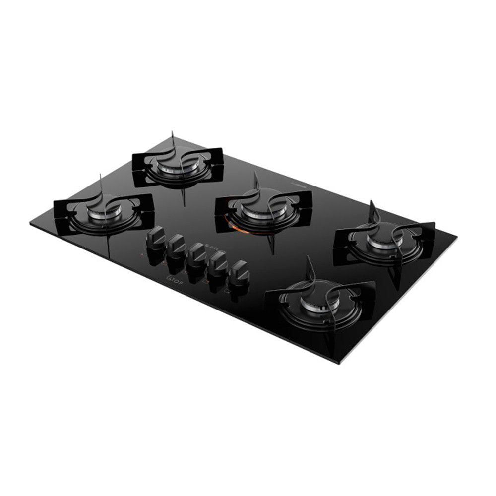 Cooktop 5B Preto Com Mesa De Vidro Atlas U Top Preto Bivolt