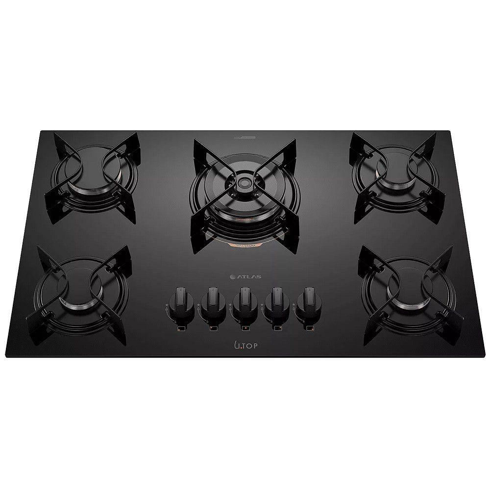 Cooktop 5B U Top Com Mesa De Vidro Atlas Preto Bivolt