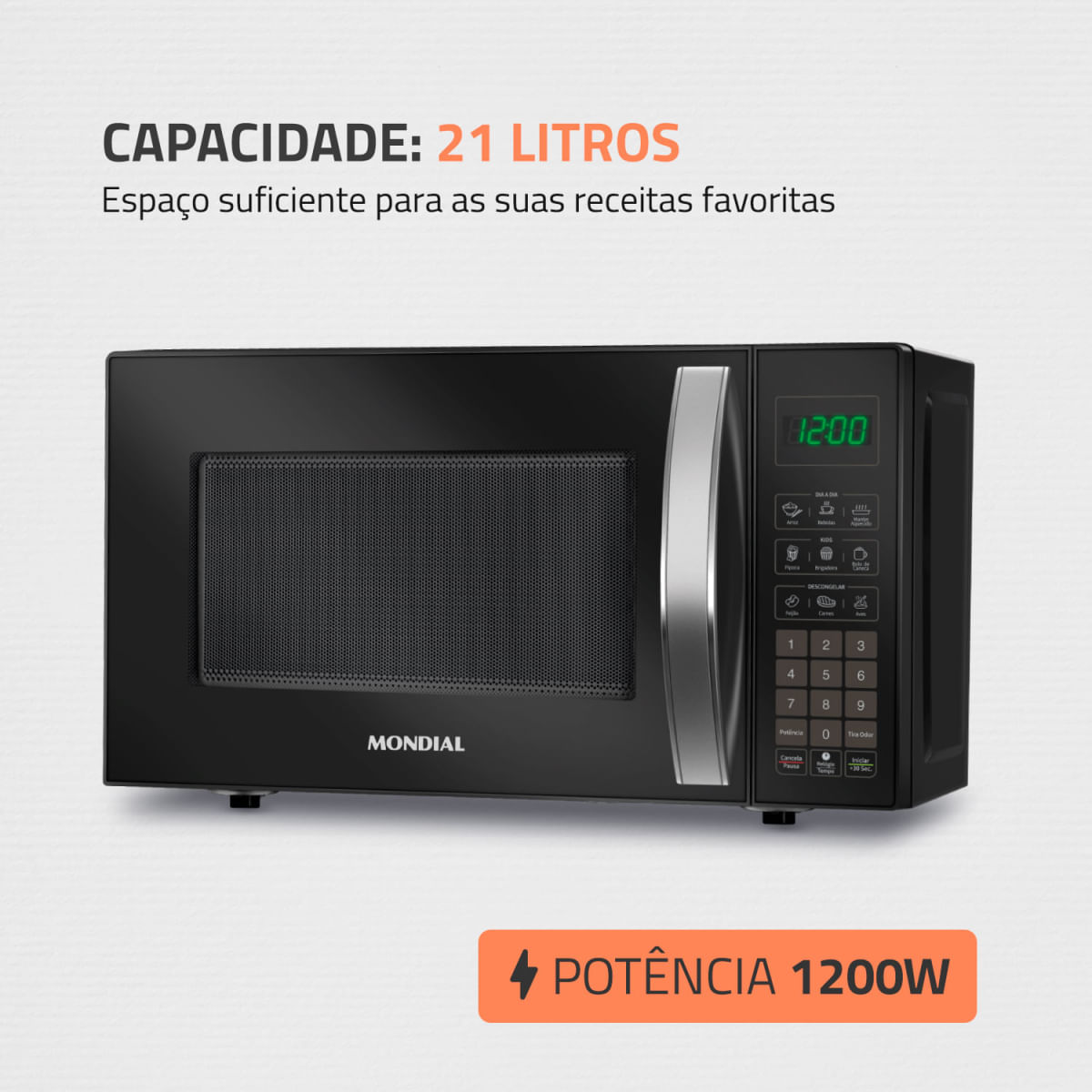 Micro-ondas 21L Mondial MO-01-21-B 127V