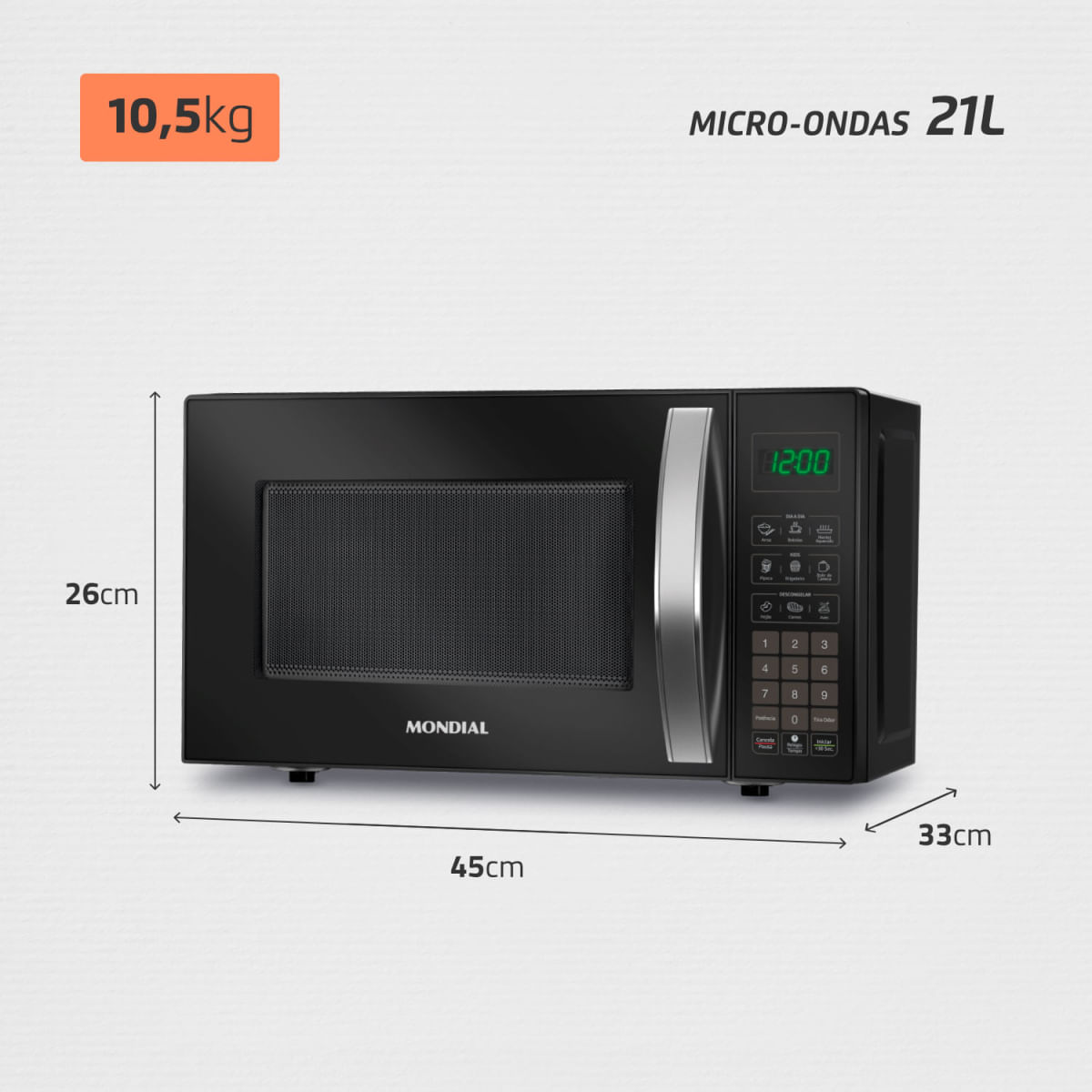 Micro-ondas 21L Mondial MO-01-21-B 127V