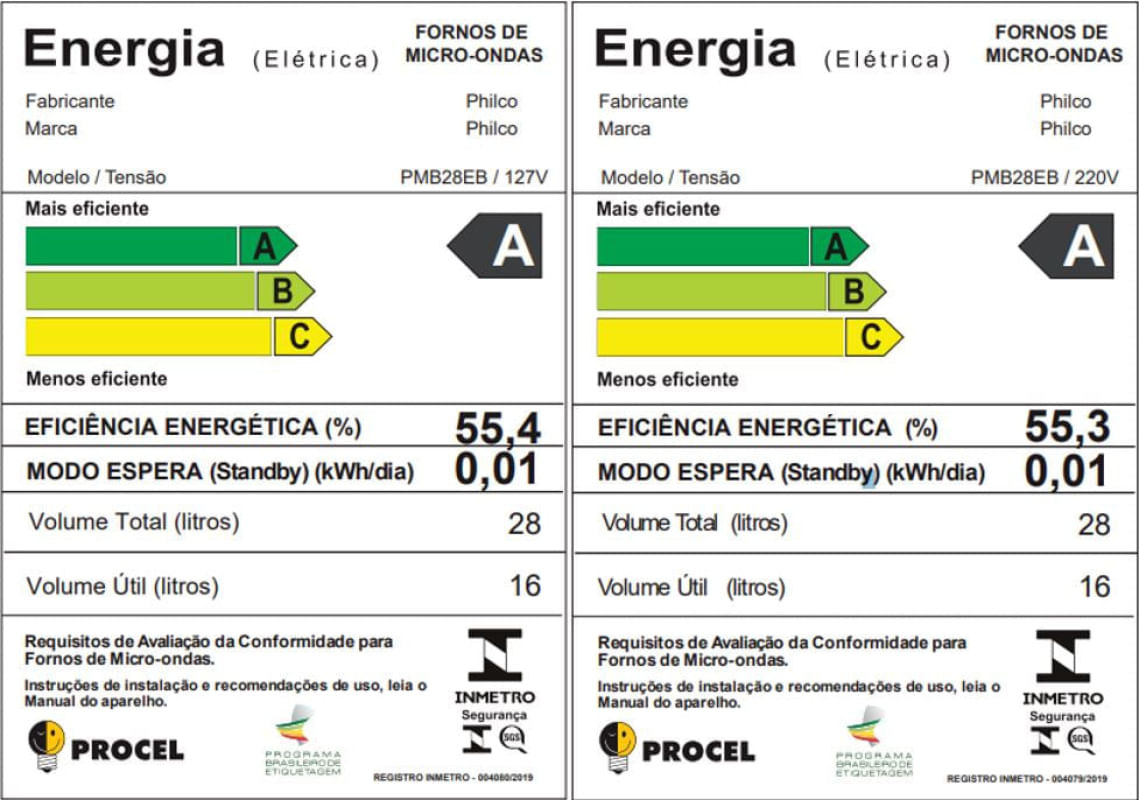 Micro-Ondas de Embutir 28L Philco Limpa Fácil 1400W PMB28EB 127V