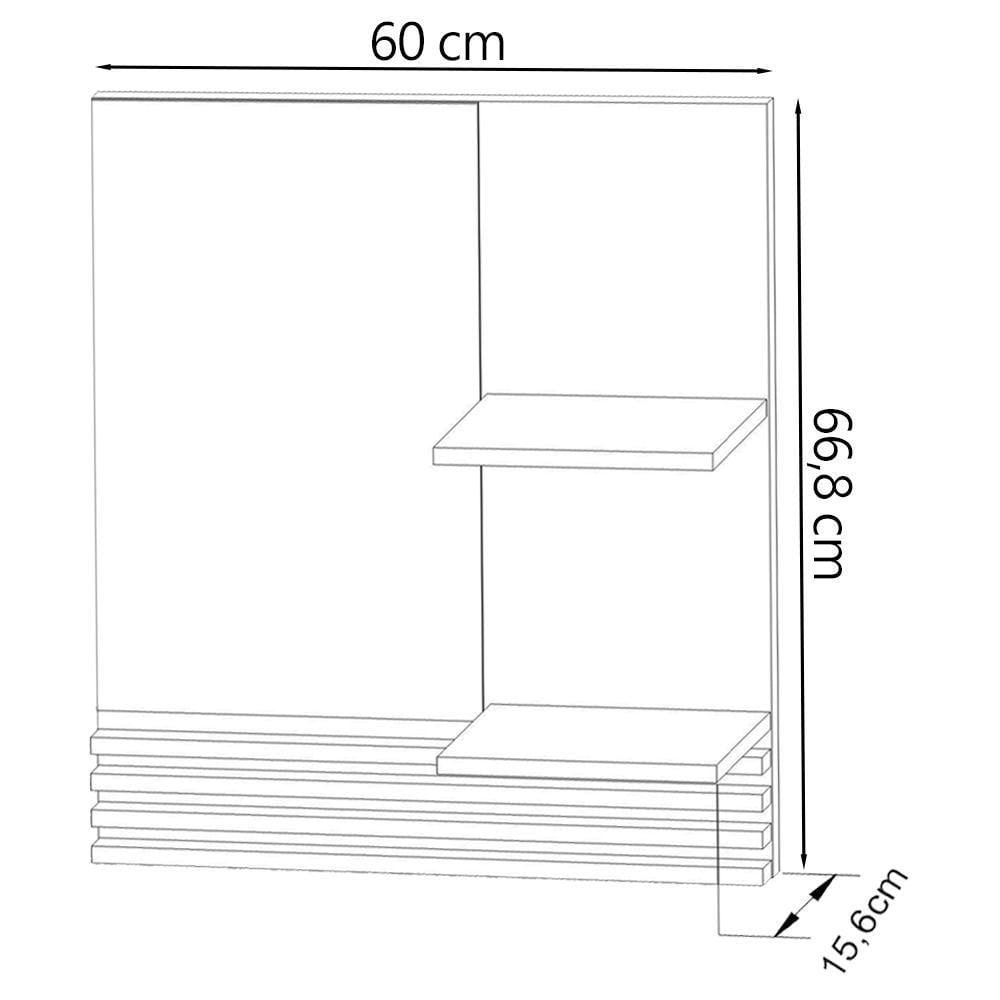 Espelheira Suspensa Para Banheiro Bn3614 Amendoa Marmore Branco Tecno Mobili Amendoa Marmore Branco