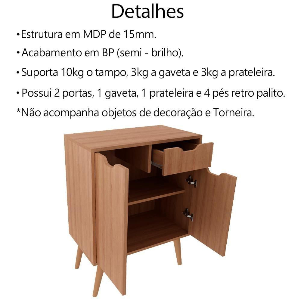 Gabinete Com Cuba Para Banheiro Bn3600x37 Amendoa Tecno Mobili Amendoa