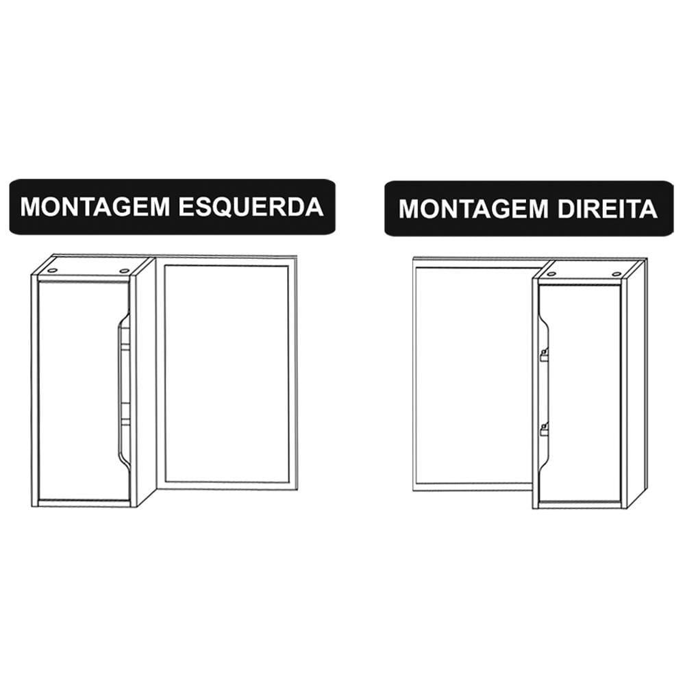 Espelheira Para Banheiro 60 Cm 1 Porta Bn3648 Branca Tecno Mobili Branca