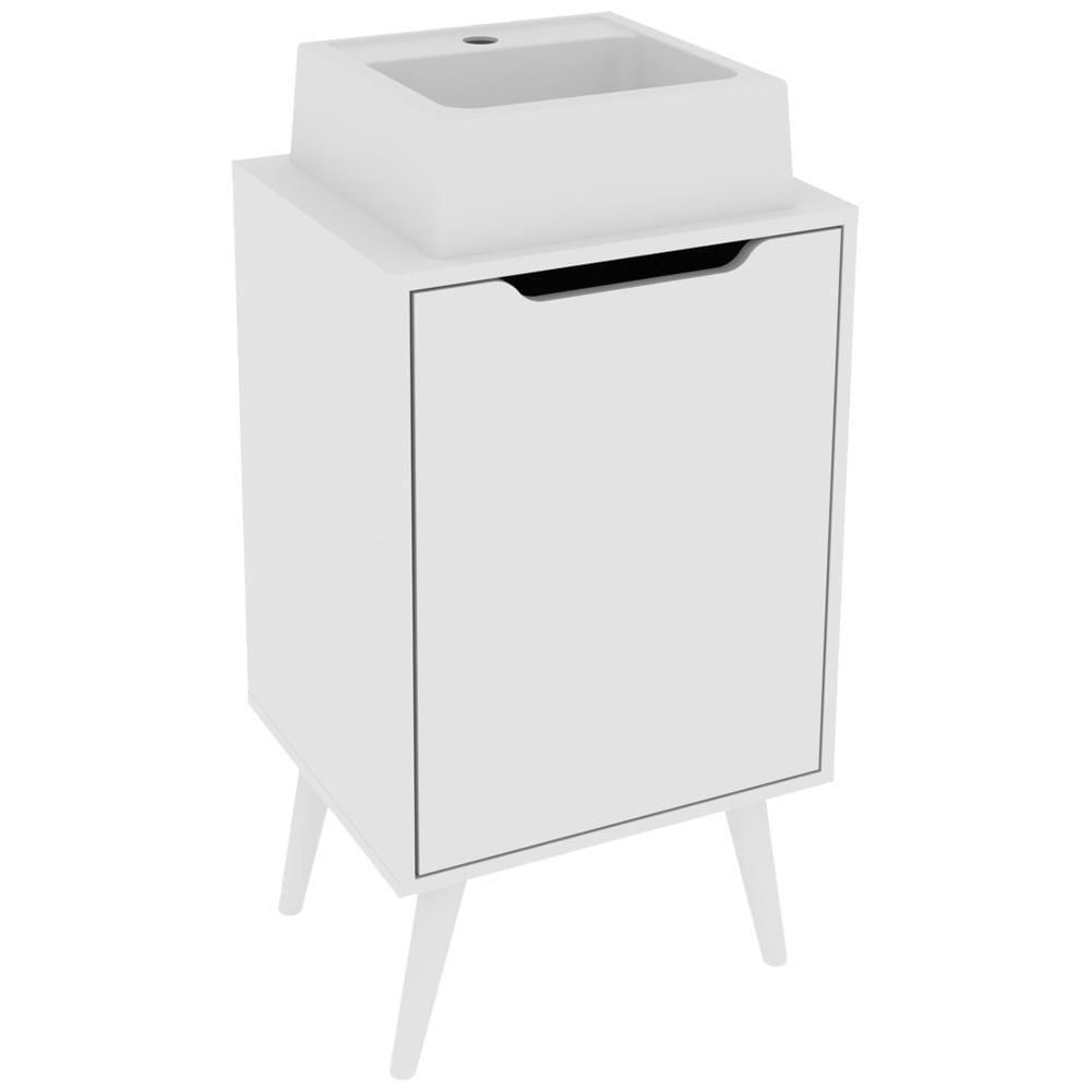 Gabinete 1 Porta Com Cuba Para Banheiro Bn3630x41 Branco Tecno Mobili Branco