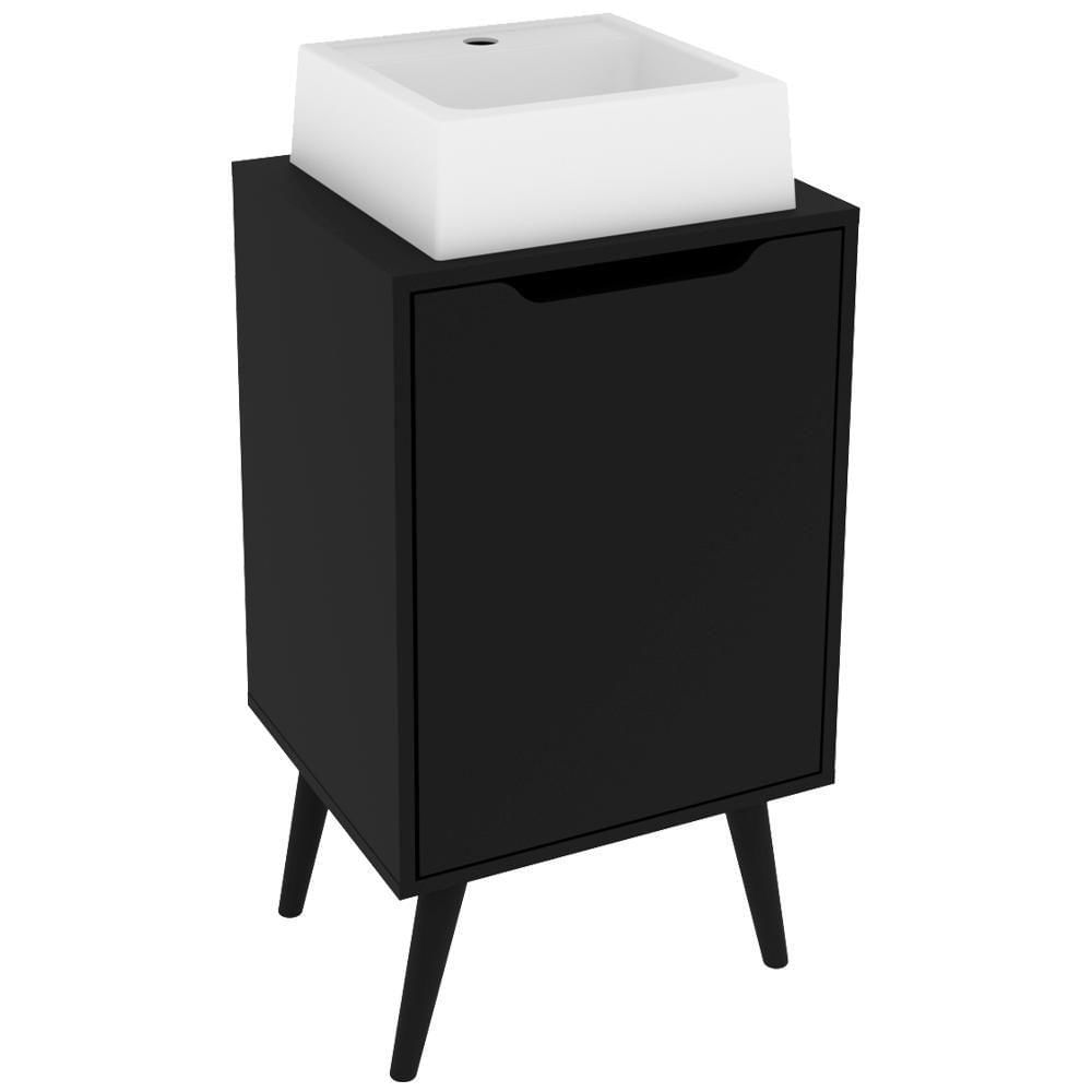 Gabinete 1 Porta Com Cuba Para Banheiro Bn3630x41 Preto Tecno Mobili Preto