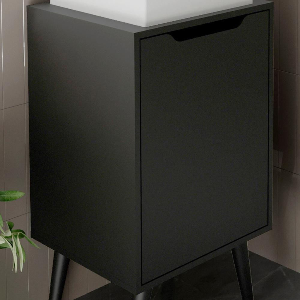 Gabinete 1 Porta Com Cuba Para Banheiro Bn3630x41 Preto Tecno Mobili Preto