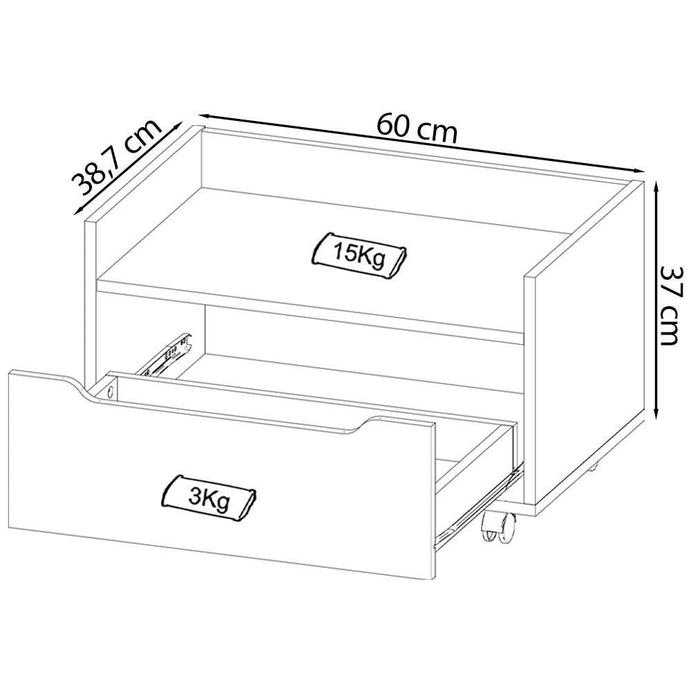 Balcao Gabinete 60 Cm 1 Gaveta E 4 Rodizios Bn3647 Branco Tecno Mobili Branco