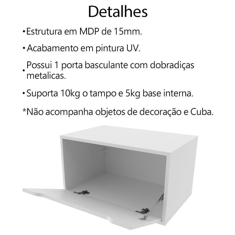 Balcao Gabinete 60 Cm 1 Porta Basculante Bn3646 Branco Tecno Mobili Branco