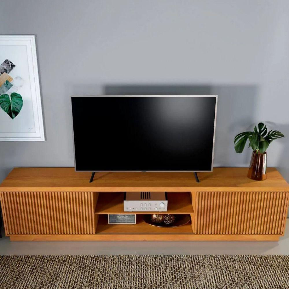 Rack Para Tv 70 Ripado 2 Portas De Correr Siena Mavaular Naturalle