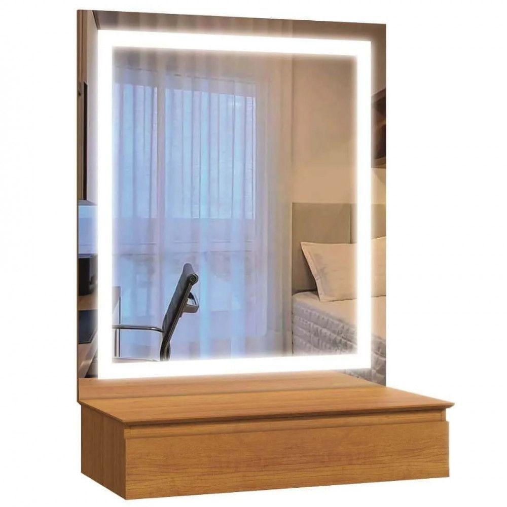 Penteadeira Camarim 1 Gaveta Paris Com Espelho Led Mavaular Naturalle