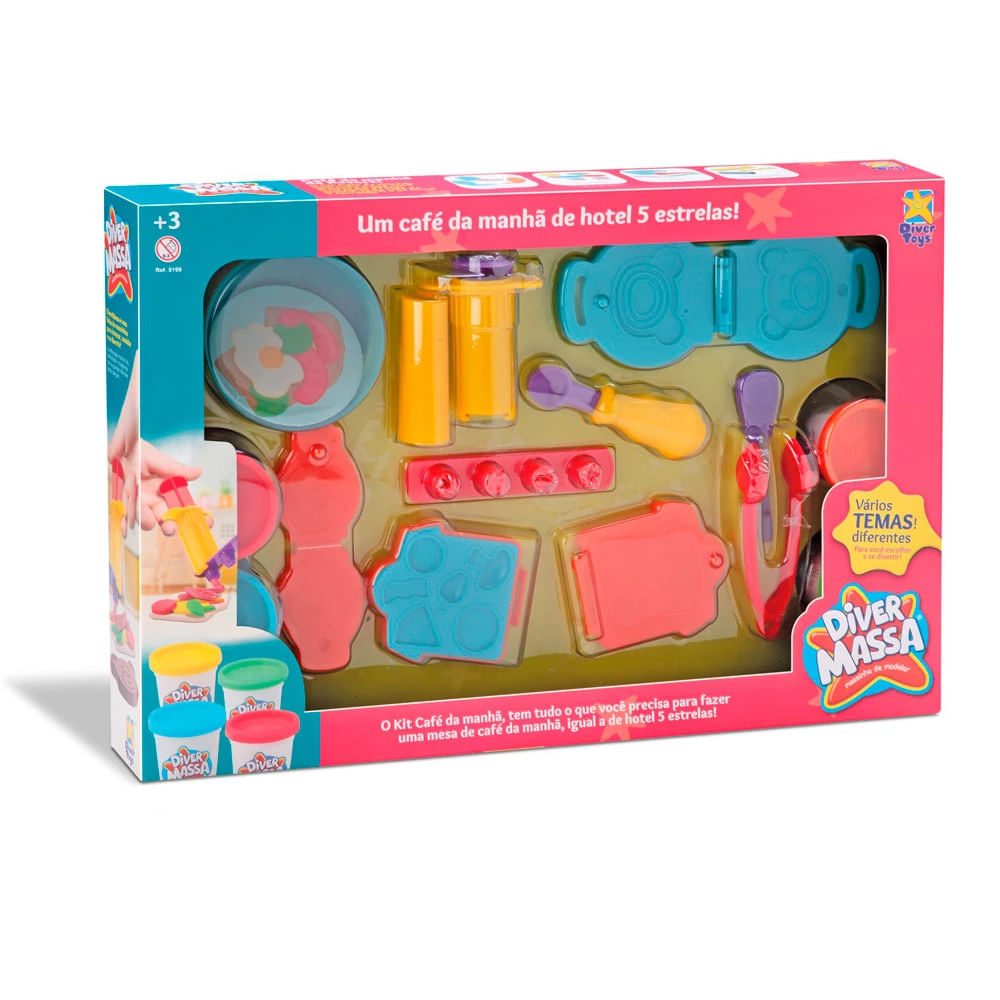 Kit Massa de Modelar Café da Manhã Divertoys com Acessórios