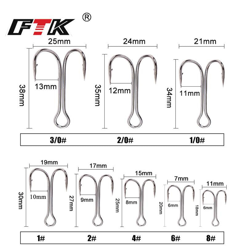 Gancho de Pesca FTK sem Grama, Duplo, para Isca 1 / branco