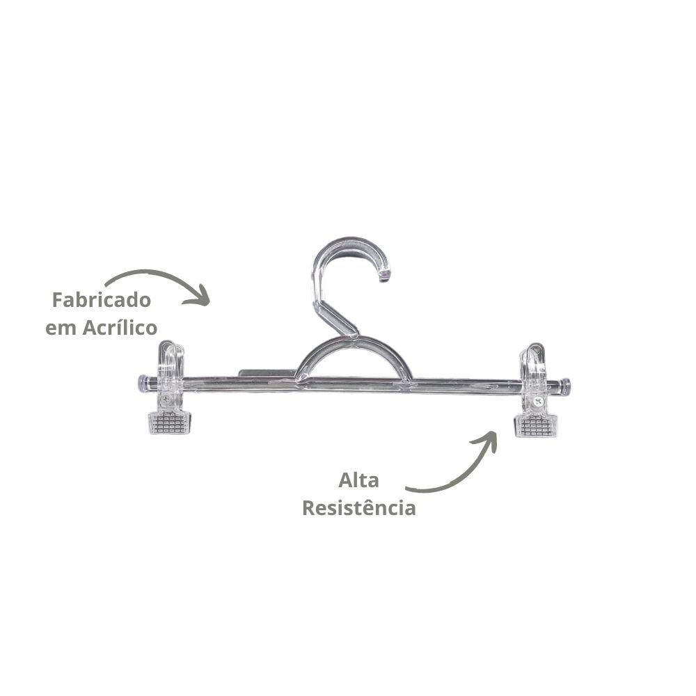 Kit Com 50un. Cabide Saia Com Presilha Em Ps Cristal