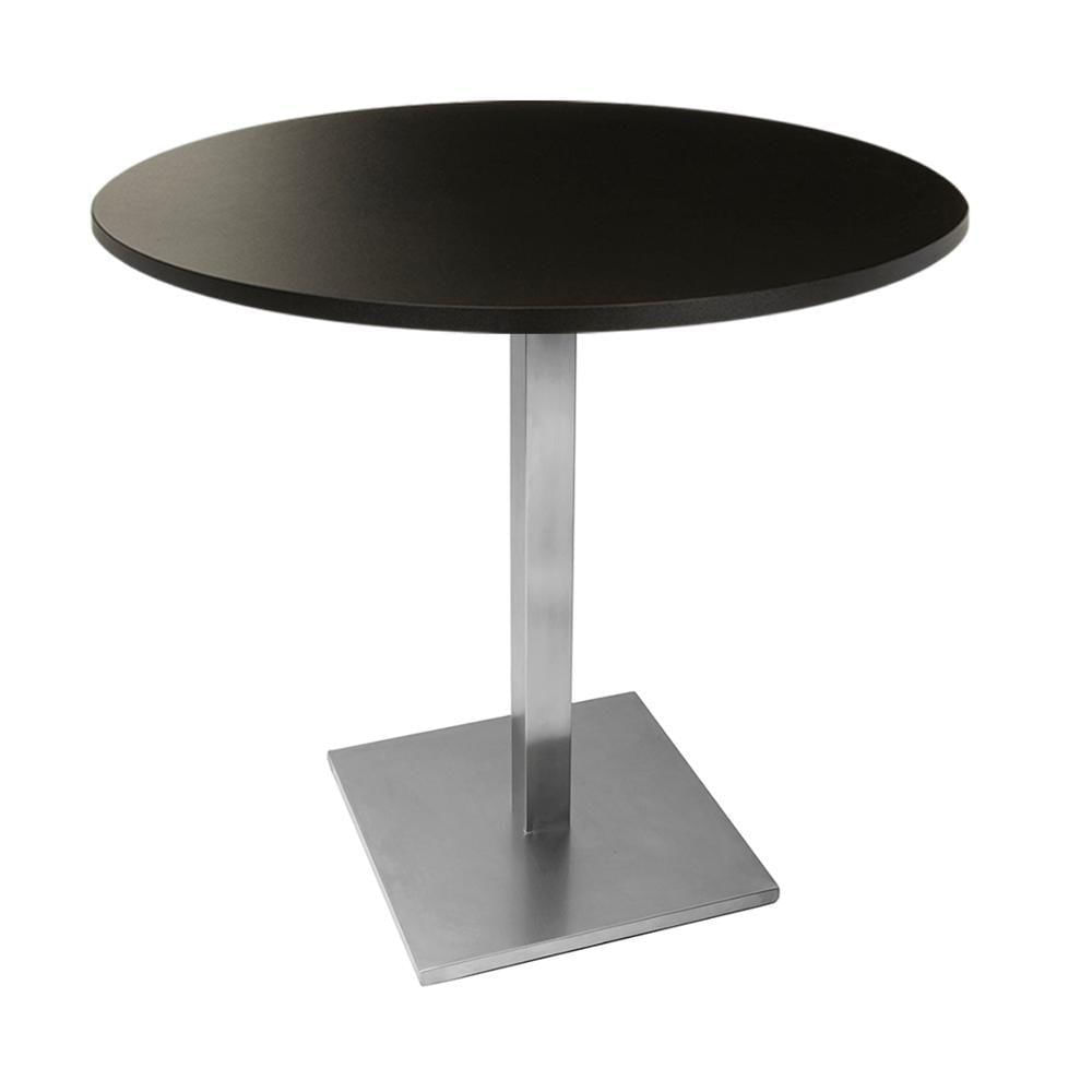 Mesa Alpha Inox 77,50 Cm (altura) Com Tampo Em Mdp Redonda 80 Cm Preto