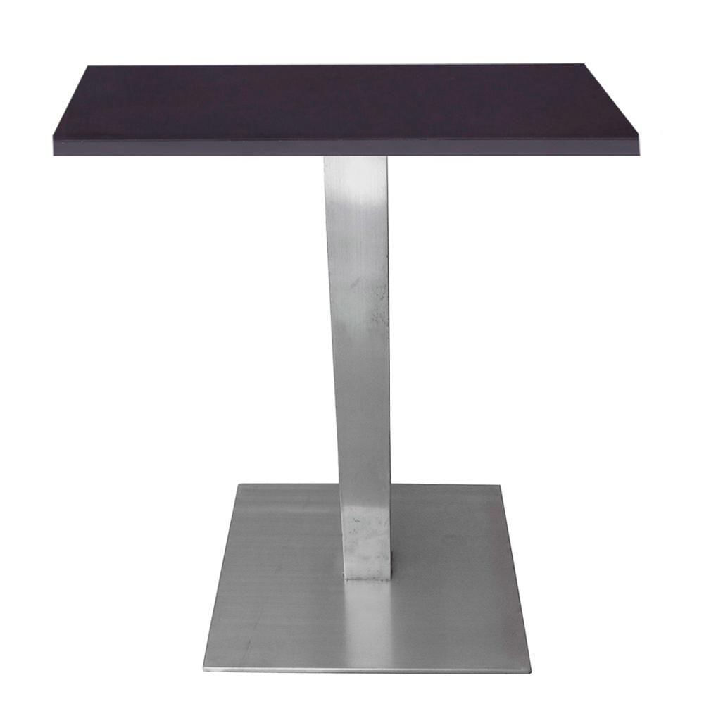 Mesa Alpha Inox 77,50 Cm (altura) Com Tampo Em Mdp Quadrado 80 Cm Preto