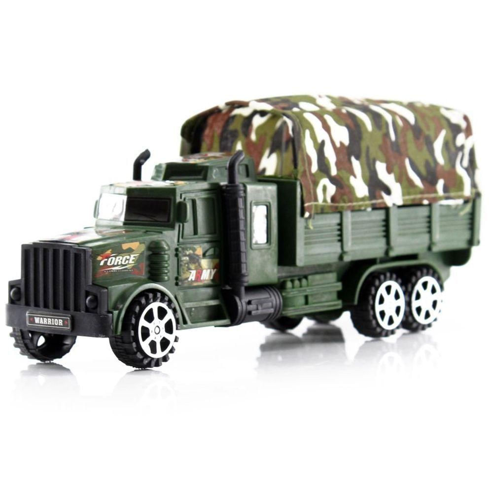 Brinquedo Carreta Fricção Caminhão Militar Camuflado Com Lona