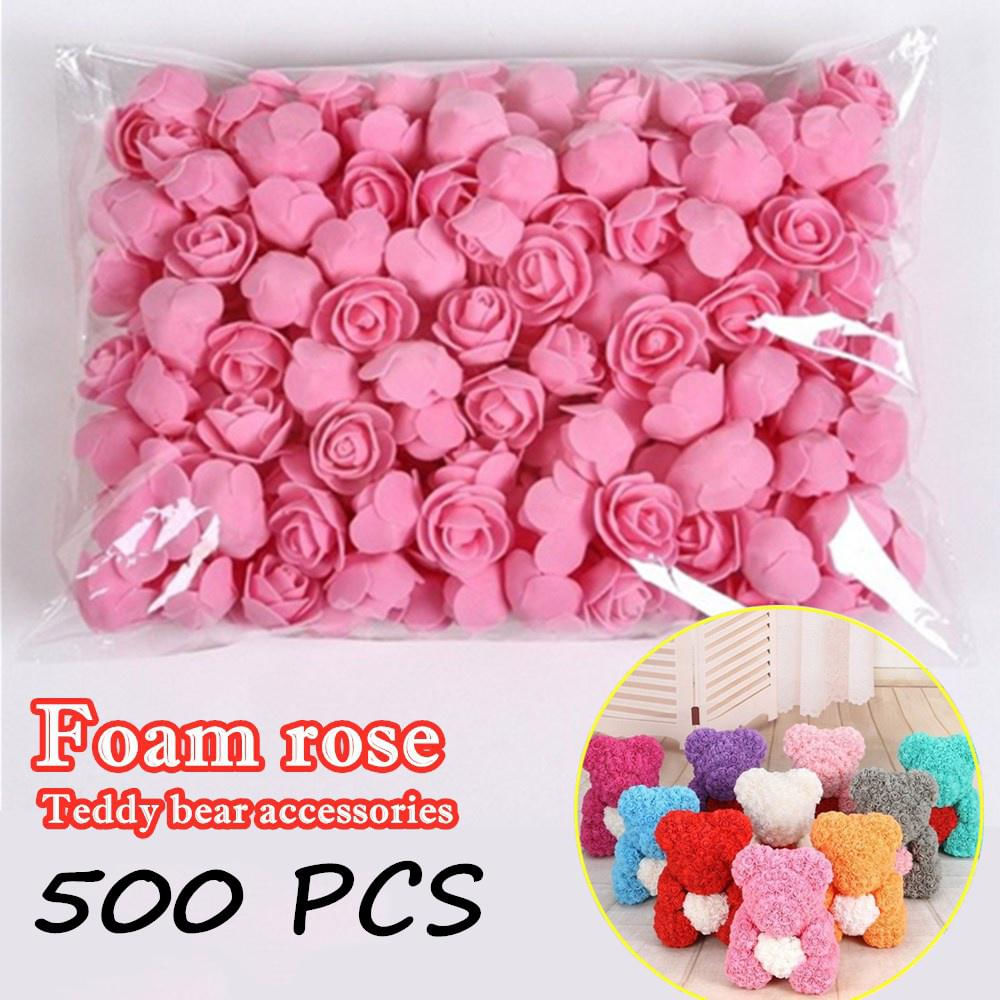 500 Peças de Flores Artificiais de Rosa PE 3,5cm para Decoração