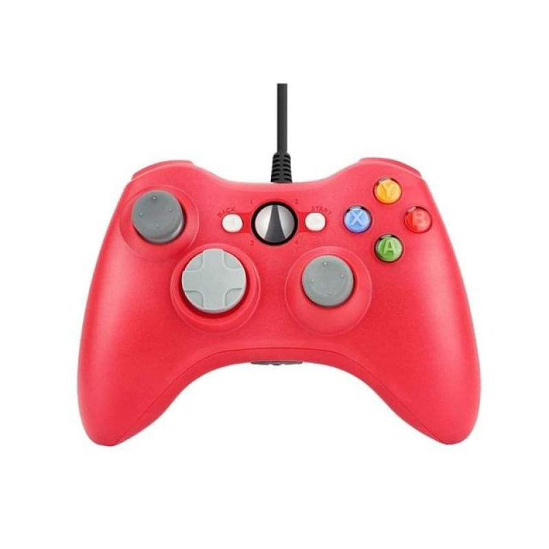 Controle USB com Fio para Xbox 360 e PC vermelho