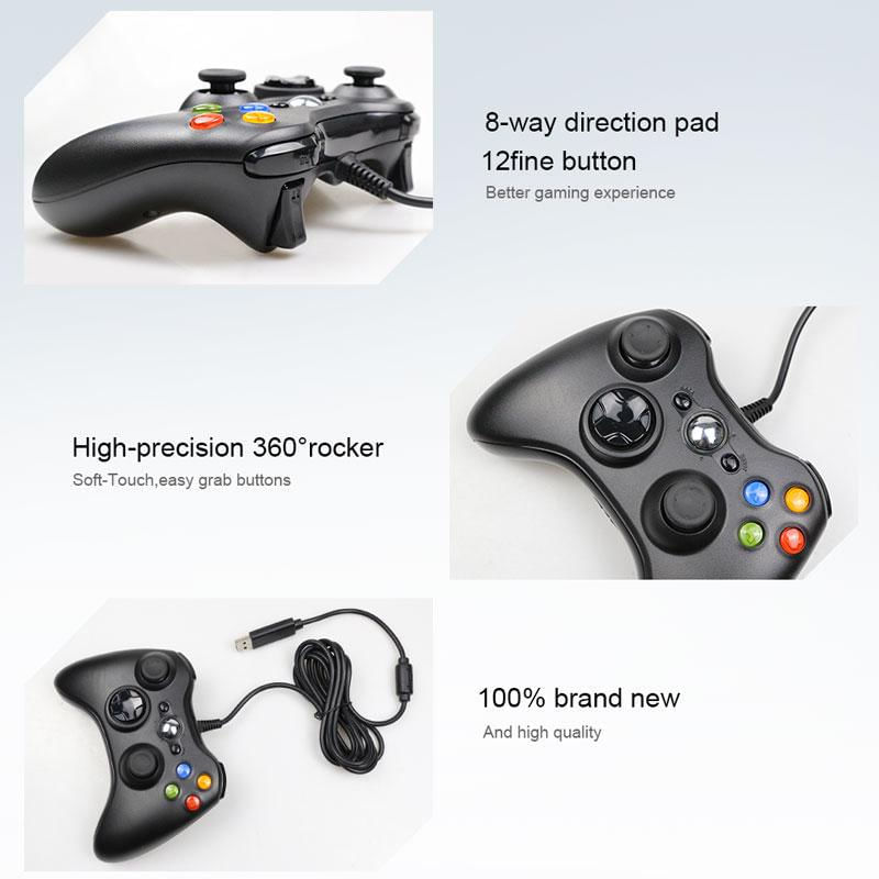 Controle USB com Fio para Xbox 360 e PC vermelho